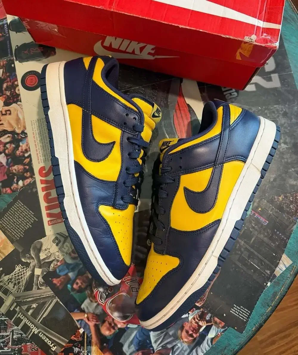 Nike Dunk Low Michigan 2021 DD1391-700 Retro Sneakers Varsity Maize Navy 10.5